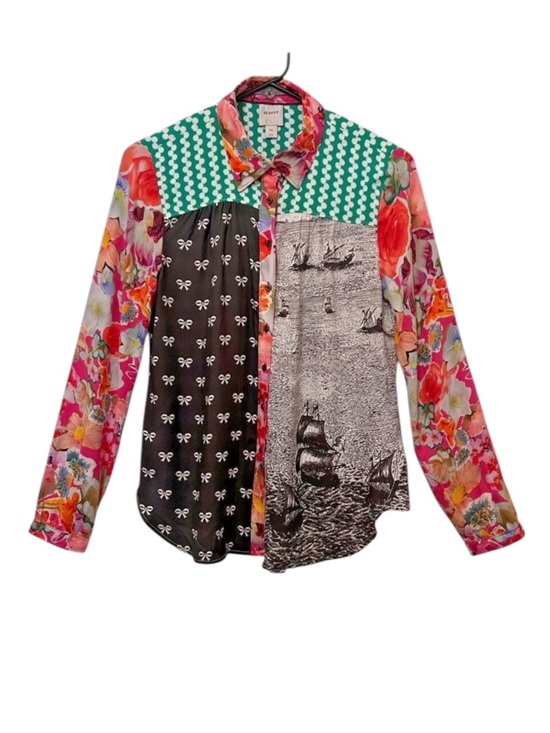 Maeve Tops - Anthropologie MAEVE The Paz Multi Mixed Print Button Up Shirt Floral Nautical XS
